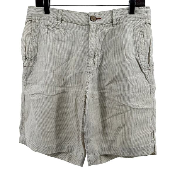 Tommy Bahama Relax 100% Linen Shorts Pockets Striped Light Cream 32"x9" - Picture 1 of 6